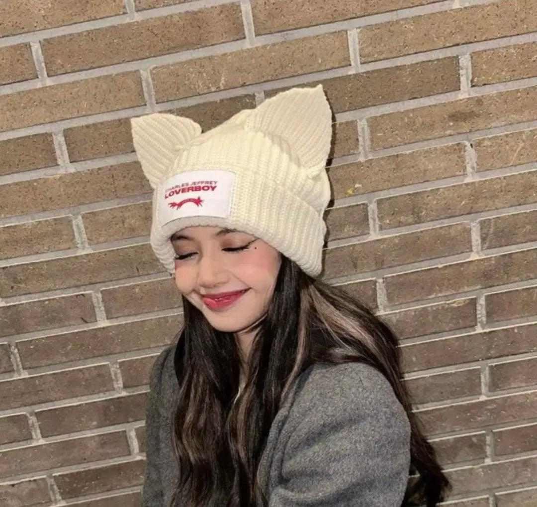 正規品Charles Jeffrey LOVERBOY 猫耳ビーニー 白