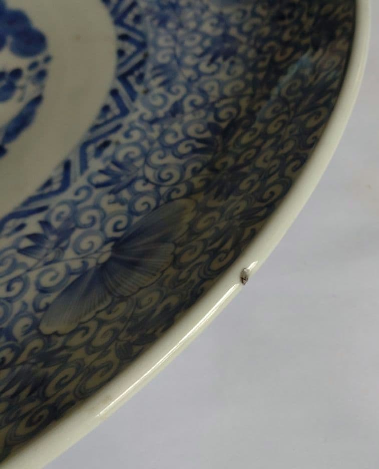 古伊万里　大皿　染付　花唐草　江戸時代　骨董品　アンティーク