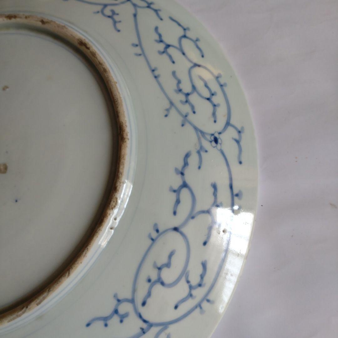 古伊万里　大皿　染付　花唐草　江戸時代　骨董品　アンティーク