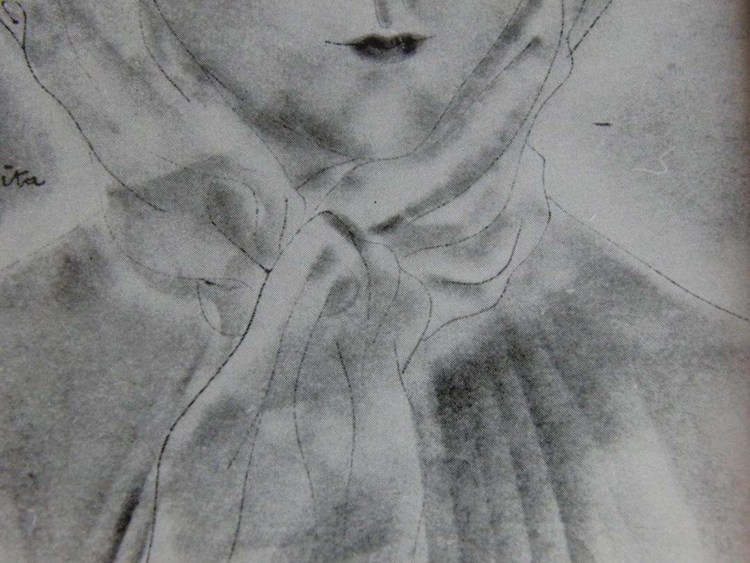 藤田嗣治、「少女」、希少な画集の額装画、オーダーマット付・日本製新品額入り