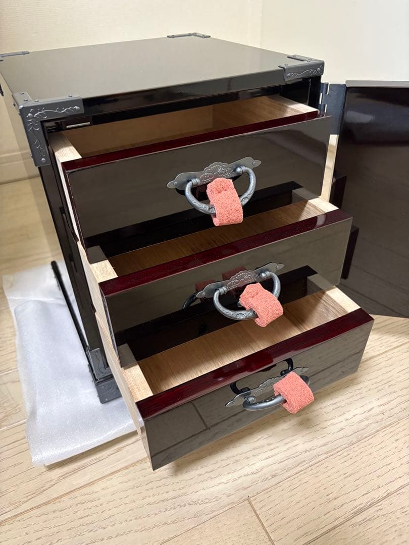 新品未使用　仙台箪笥 牡丹金具 欅産業 船箪笥 小タンス 漆塗り