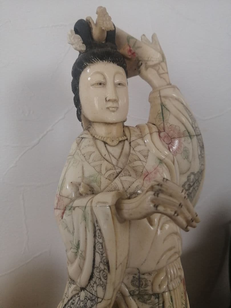 骨董 美術 仙女 天女 天然素材 骨 牙 特大 置き根付
