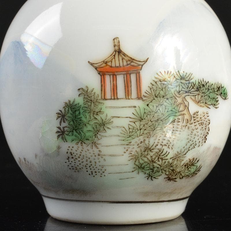 中国　乾隆年製款　粉彩　漢詩山水文　小瓶　2点まとめて　V　R6645