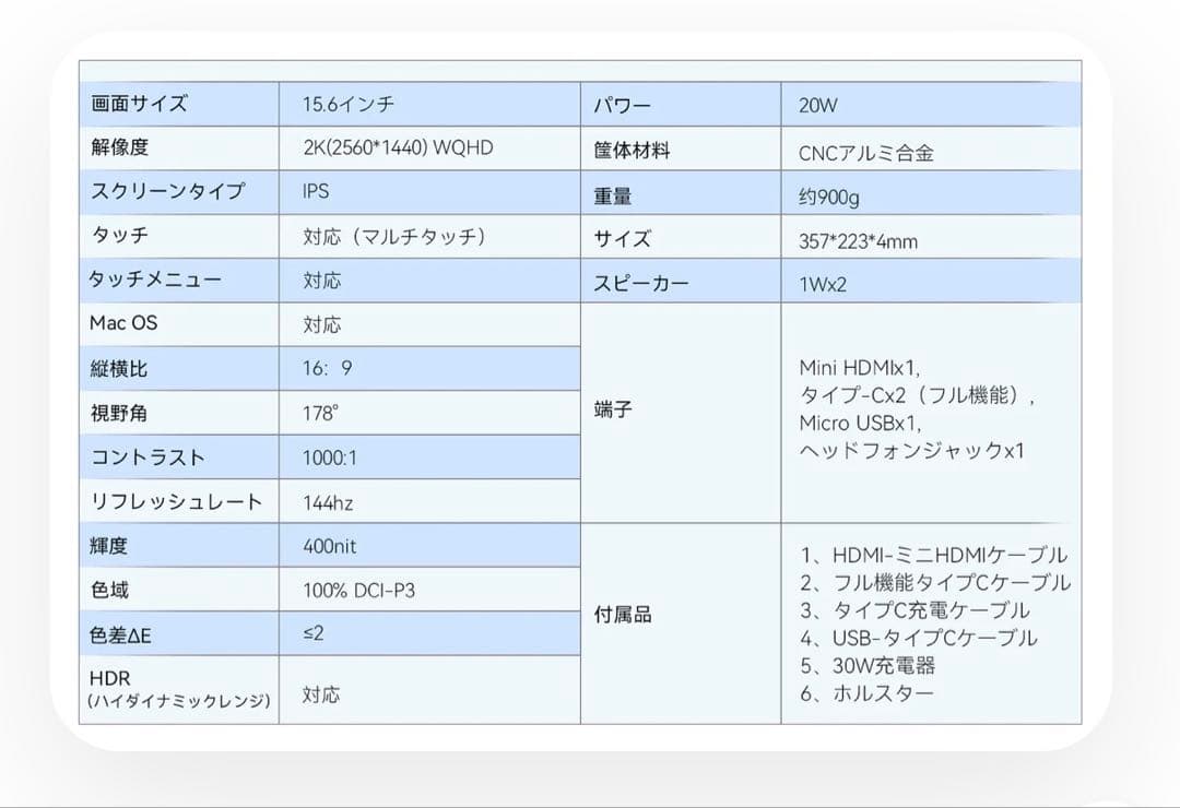 MINISFORUM 2K 15.6インチ モバイルモニター