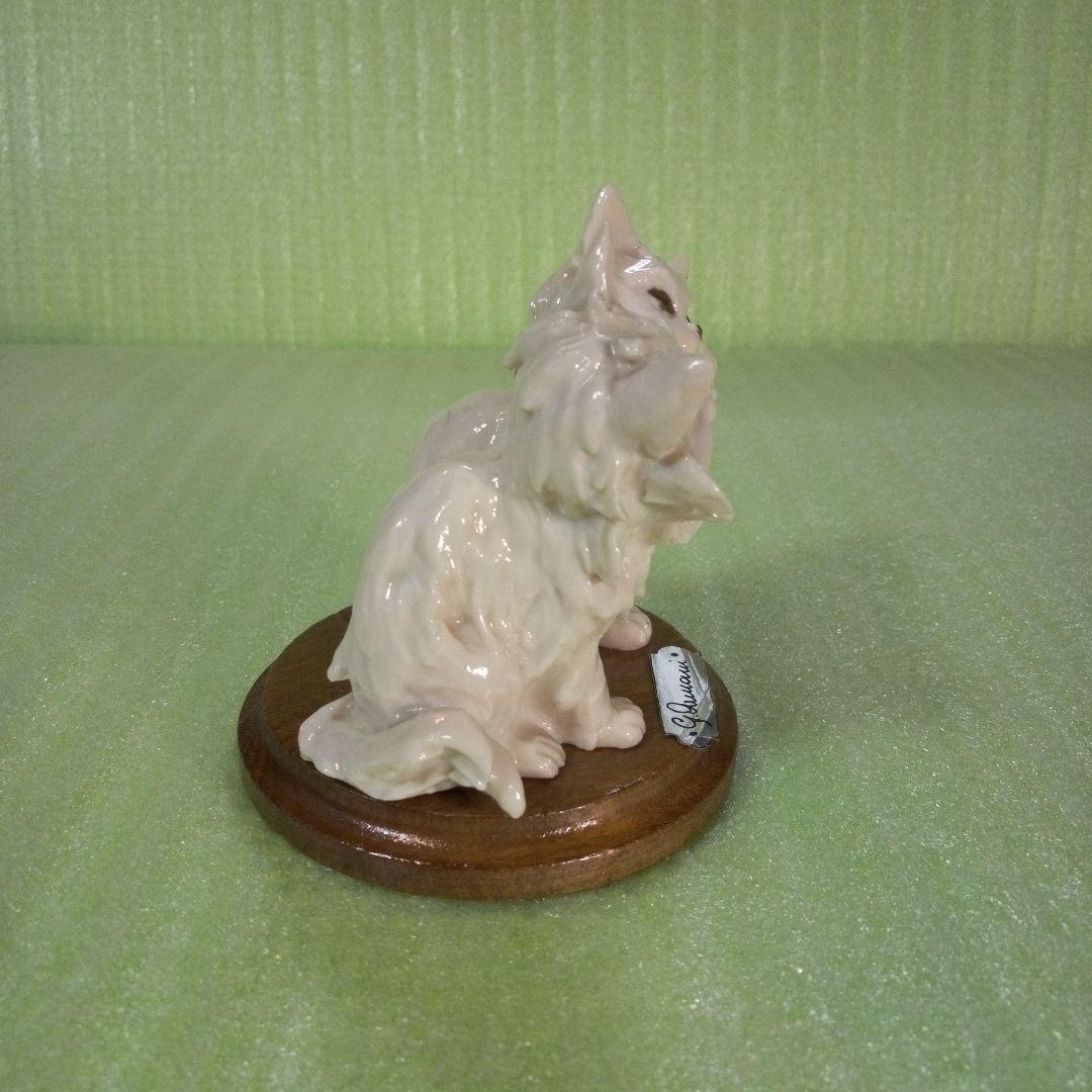 アンティークな猫の置物　仲良し　白猫　ペルシャ？　長毛種？　Whitecat