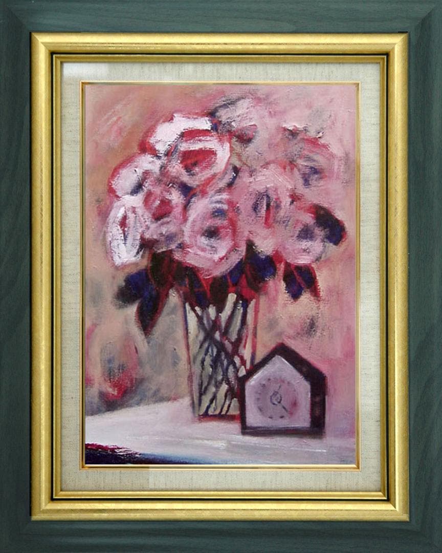 油絵 菅家令子 絵 絵画 インテリア uF6-112502 花 ばら