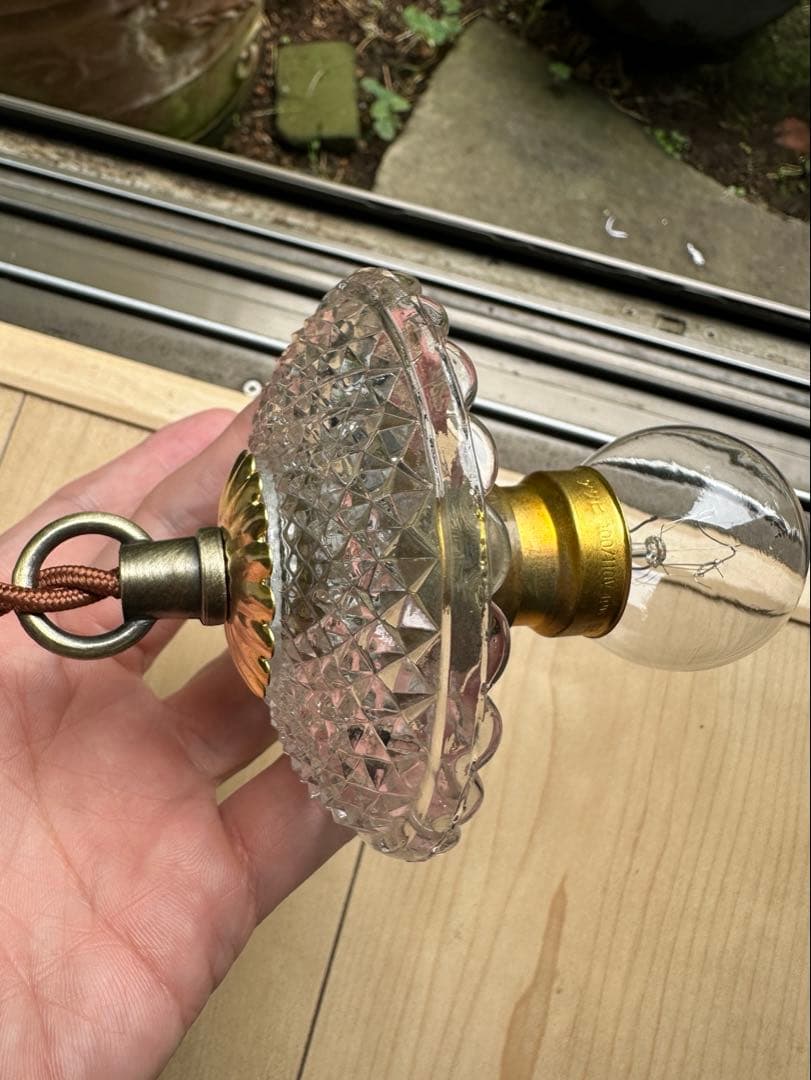 20年代 フランス アンティーク ダイヤモンドキルト模様の小さなアトリエランプ＊