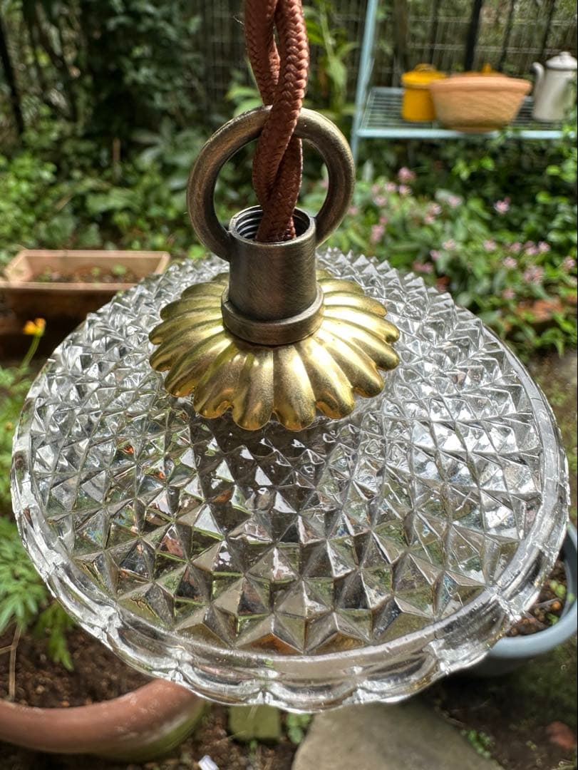 20年代 フランス アンティーク ダイヤモンドキルト模様の小さなアトリエランプ＊