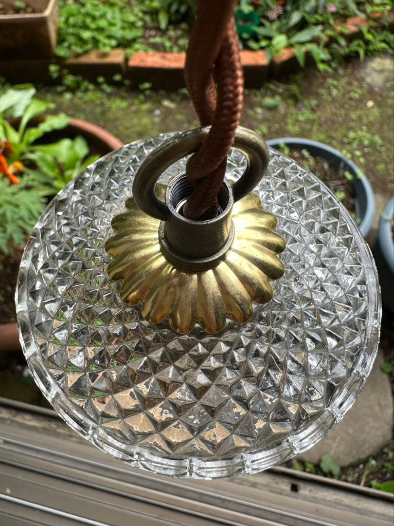 20年代 フランス アンティーク ダイヤモンドキルト模様の小さなアトリエランプ＊