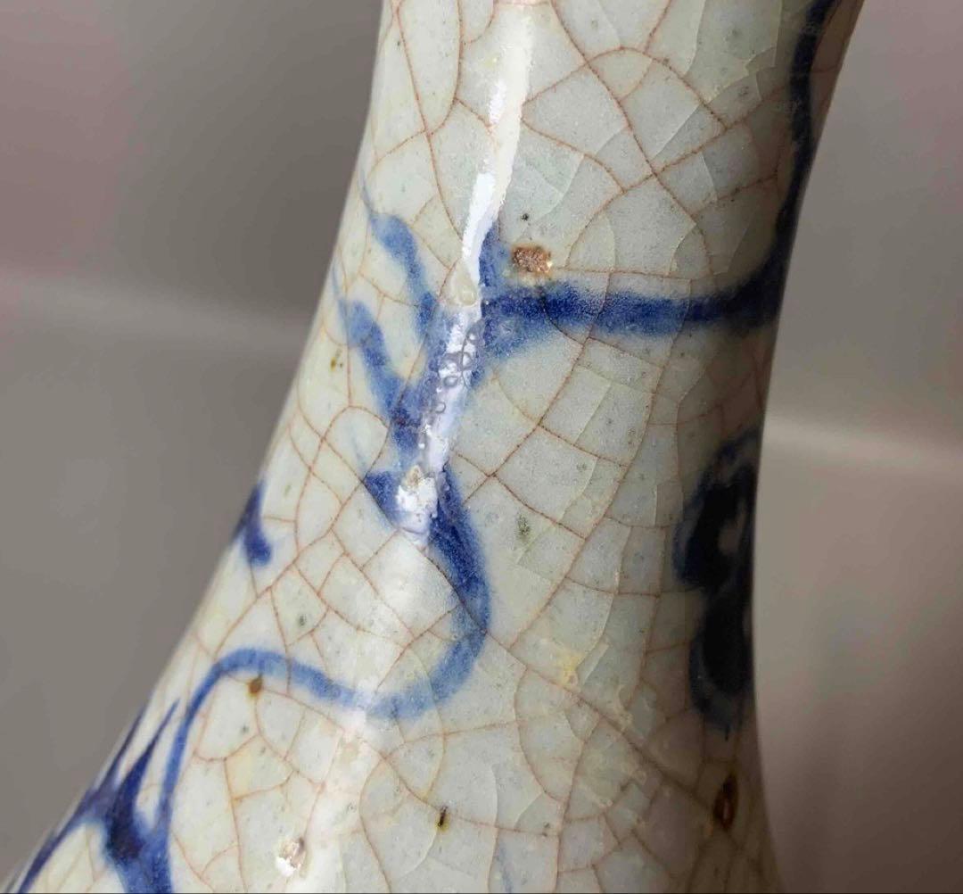 中国 染付徳利形龍絵瓶　f2250906