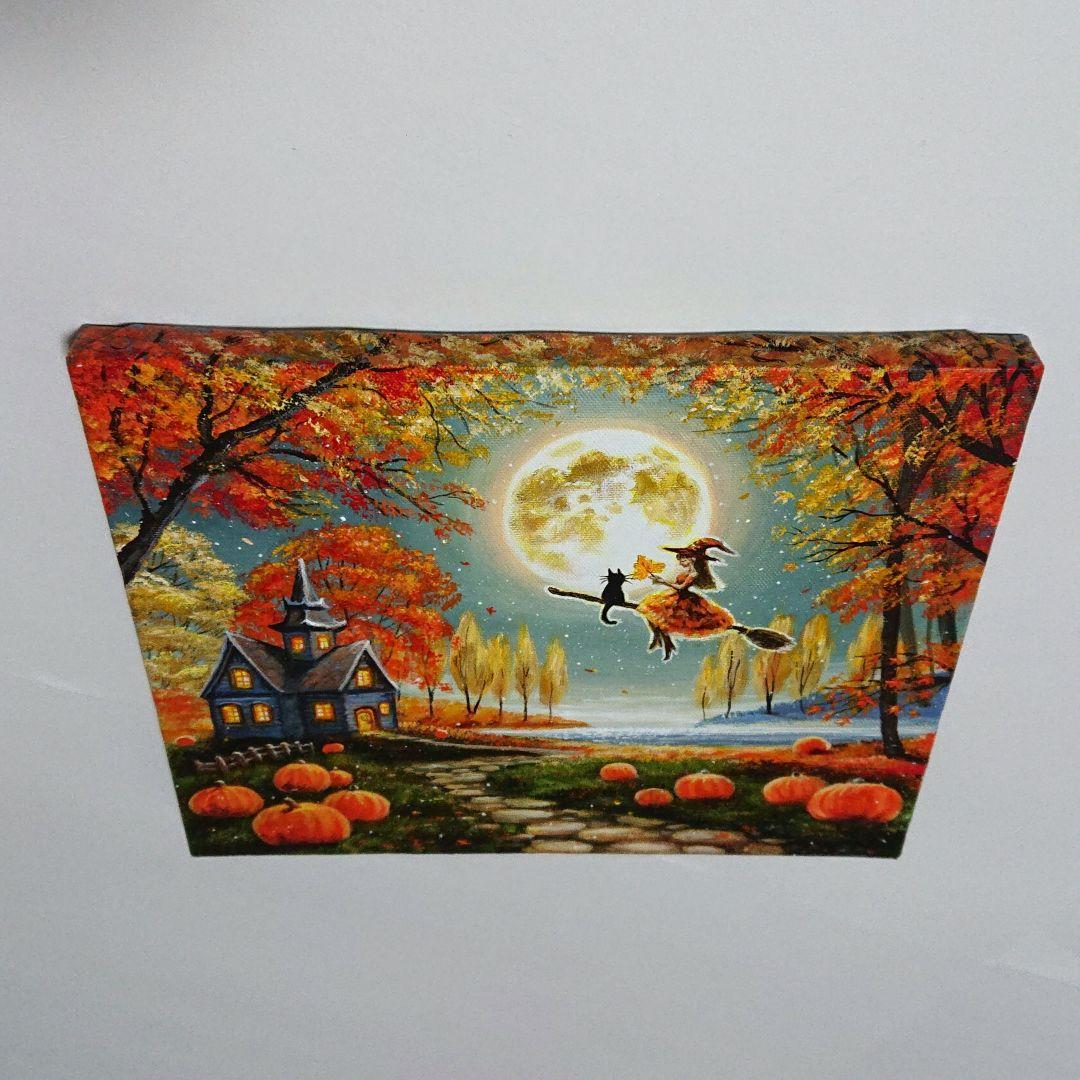 R*U様 【満月の夜に】アクリル画 F3 風景画 絵画