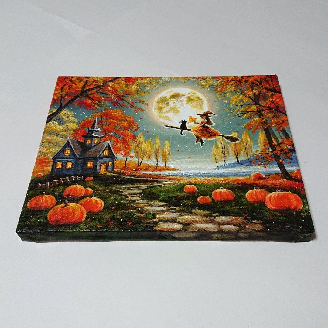 R*U様 【満月の夜に】アクリル画 F3 風景画 絵画