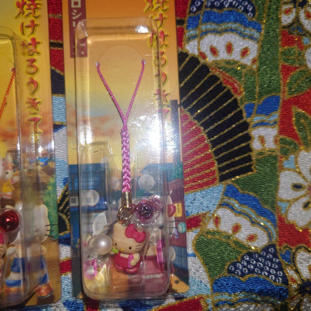 ハローキティ　根付　夕焼けはろうきてぃ　レトロシリーズ　シャボン玉　かき氷