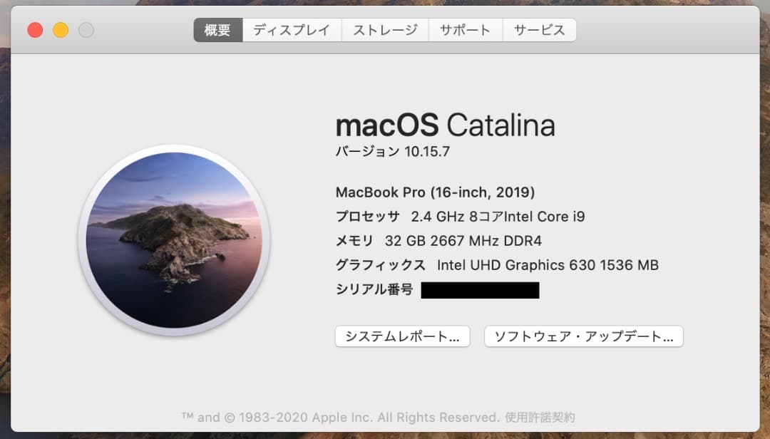 MacBook Pro 2019 16inch i9/32GB US配列