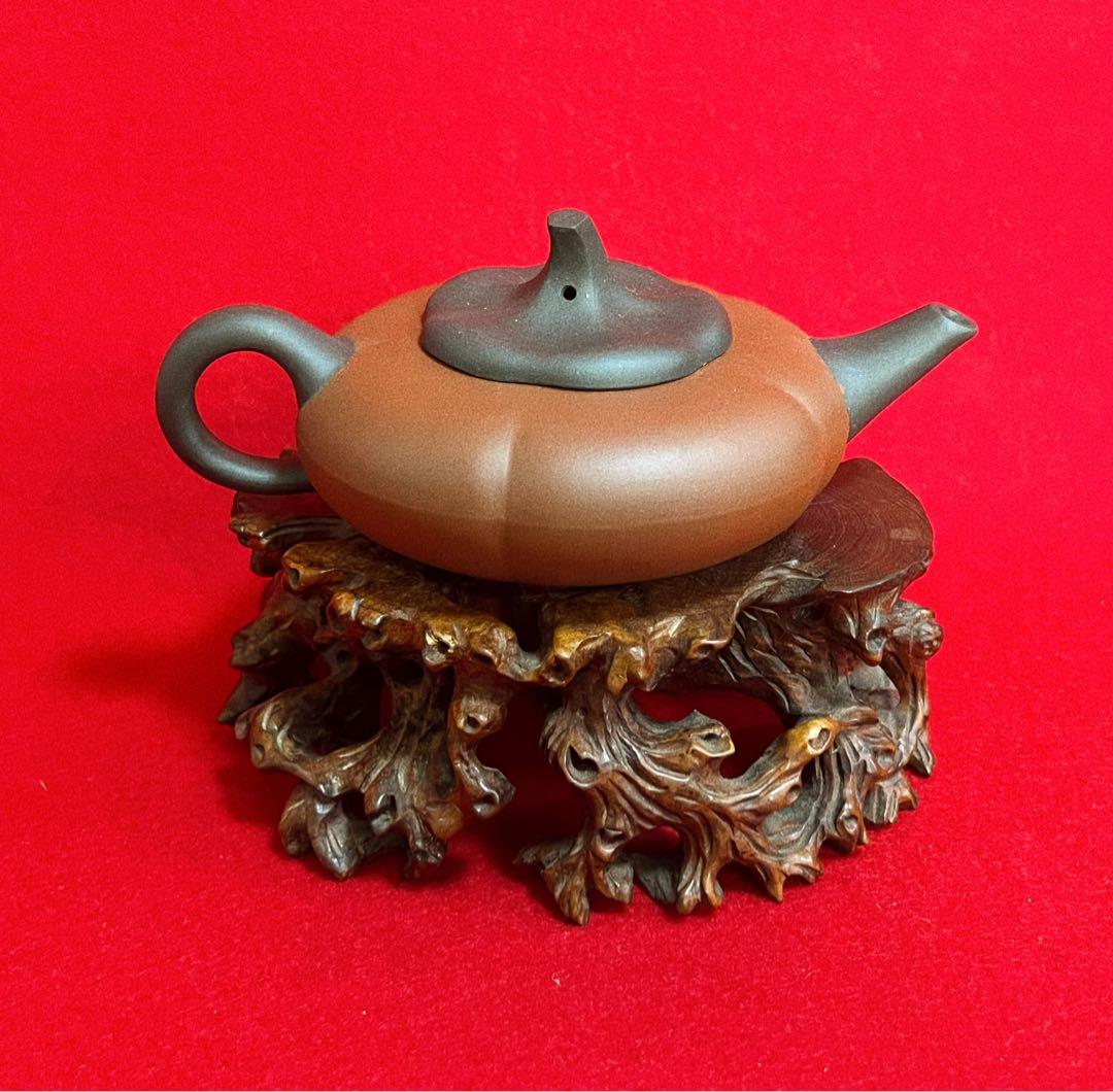 中国美術 中国宜興 柿扁壺　紫砂壺　紫砂茶壺 茶器 茶道具