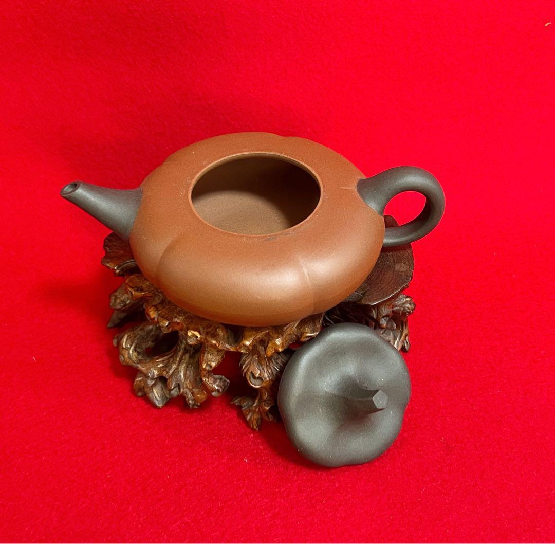 中国美術 中国宜興 柿扁壺　紫砂壺　紫砂茶壺 茶器 茶道具