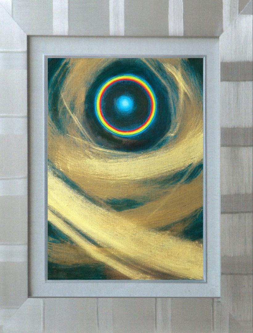 油絵 菅家令子 絵 絵画インテリア額付(黒) F4-G232023 風景祈り希望