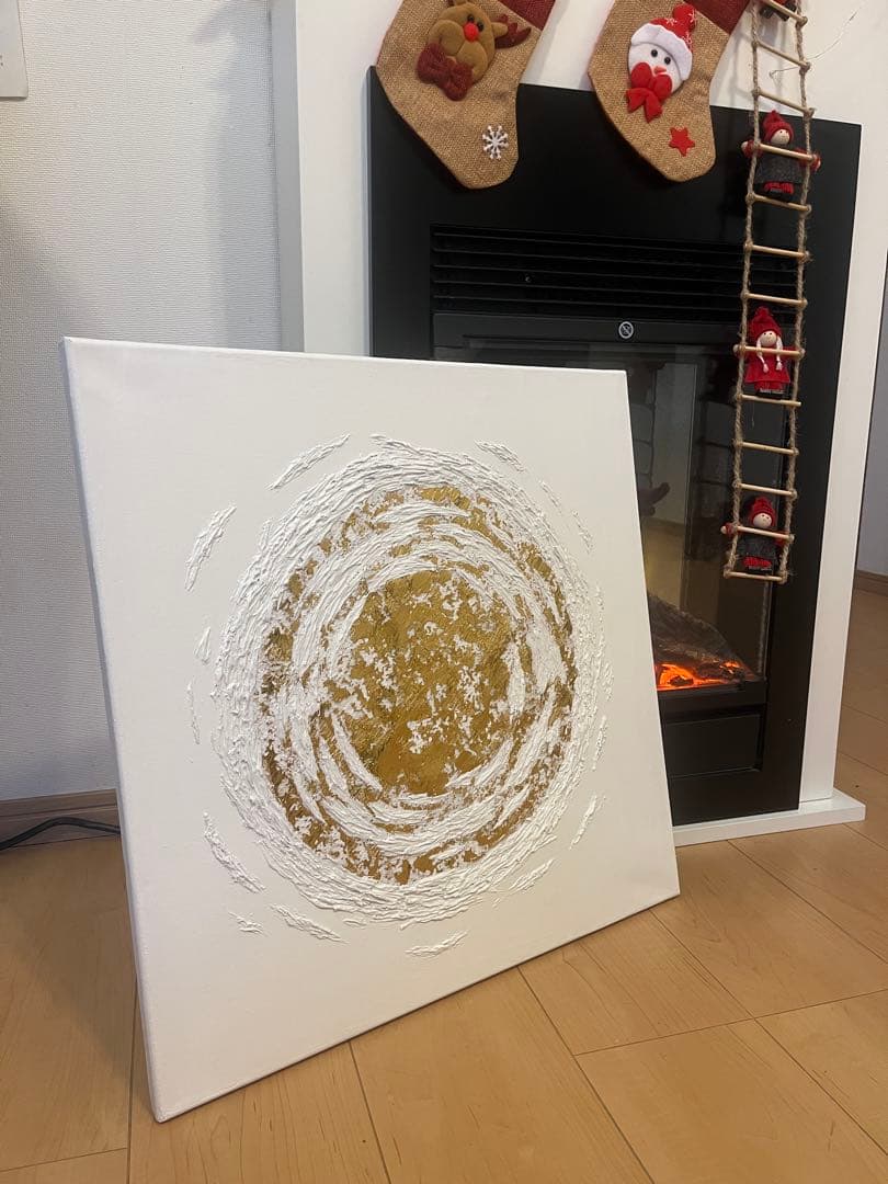 テクスチャーアート ホワイト ゴールド 正方形