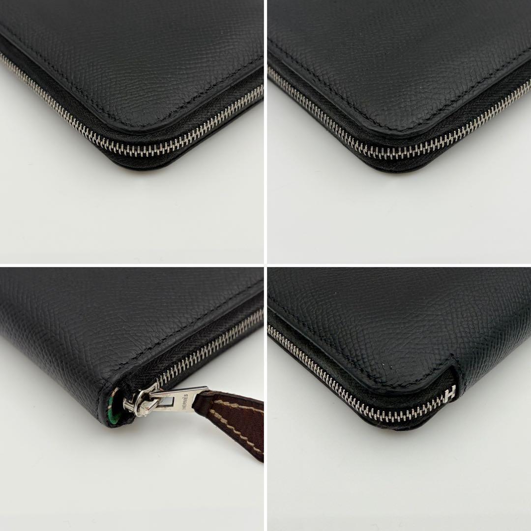 美品✨エルメス アザップ シルクイン コンパクト ブラック U刻印 財布 822