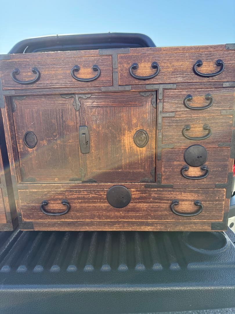 和風木製タンス ダークブラウン