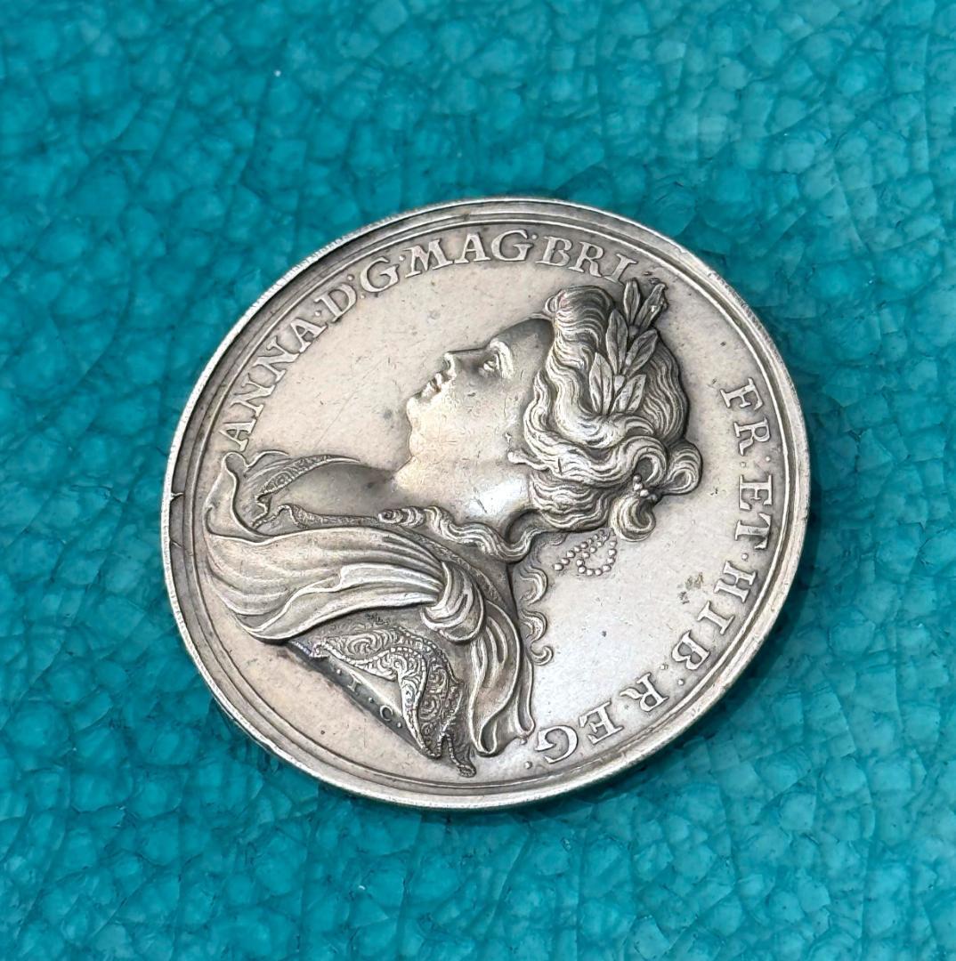 専用手配品　1713年 イギリス アン ユトレヒトの平和 クロッカー 銀メダル