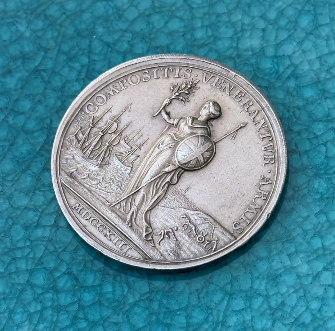 専用手配品　1713年 イギリス アン ユトレヒトの平和 クロッカー 銀メダル