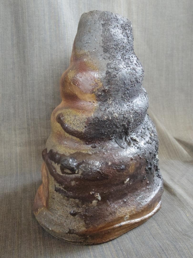 入手困難★ジェフ・シャピロ【師：伊勢崎淳】焼き締め扁壺★共箱★ニューヨーク