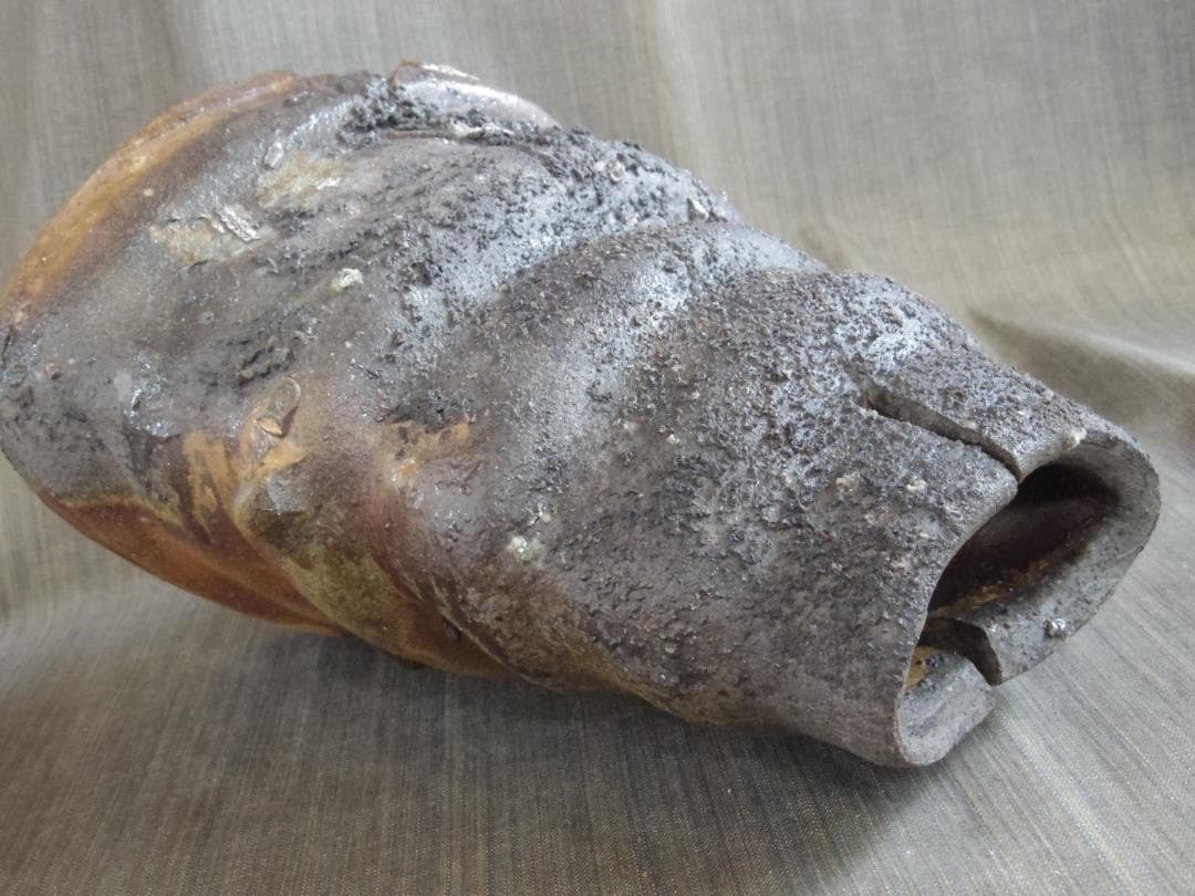 入手困難★ジェフ・シャピロ【師：伊勢崎淳】焼き締め扁壺★共箱★ニューヨーク