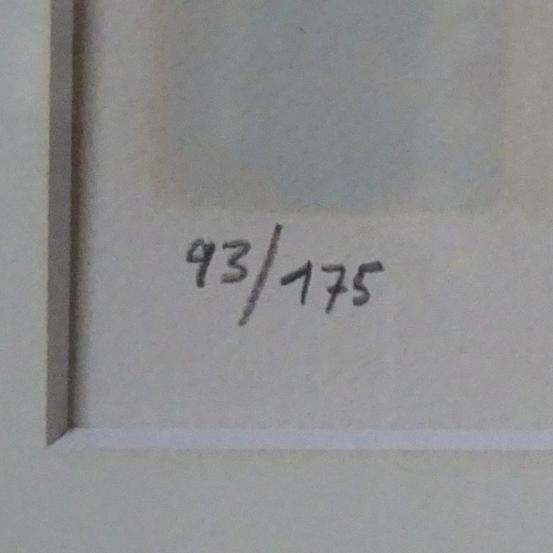 カトラン　Bernard Cathelin　リトグラフ　紺と白のアネモネ