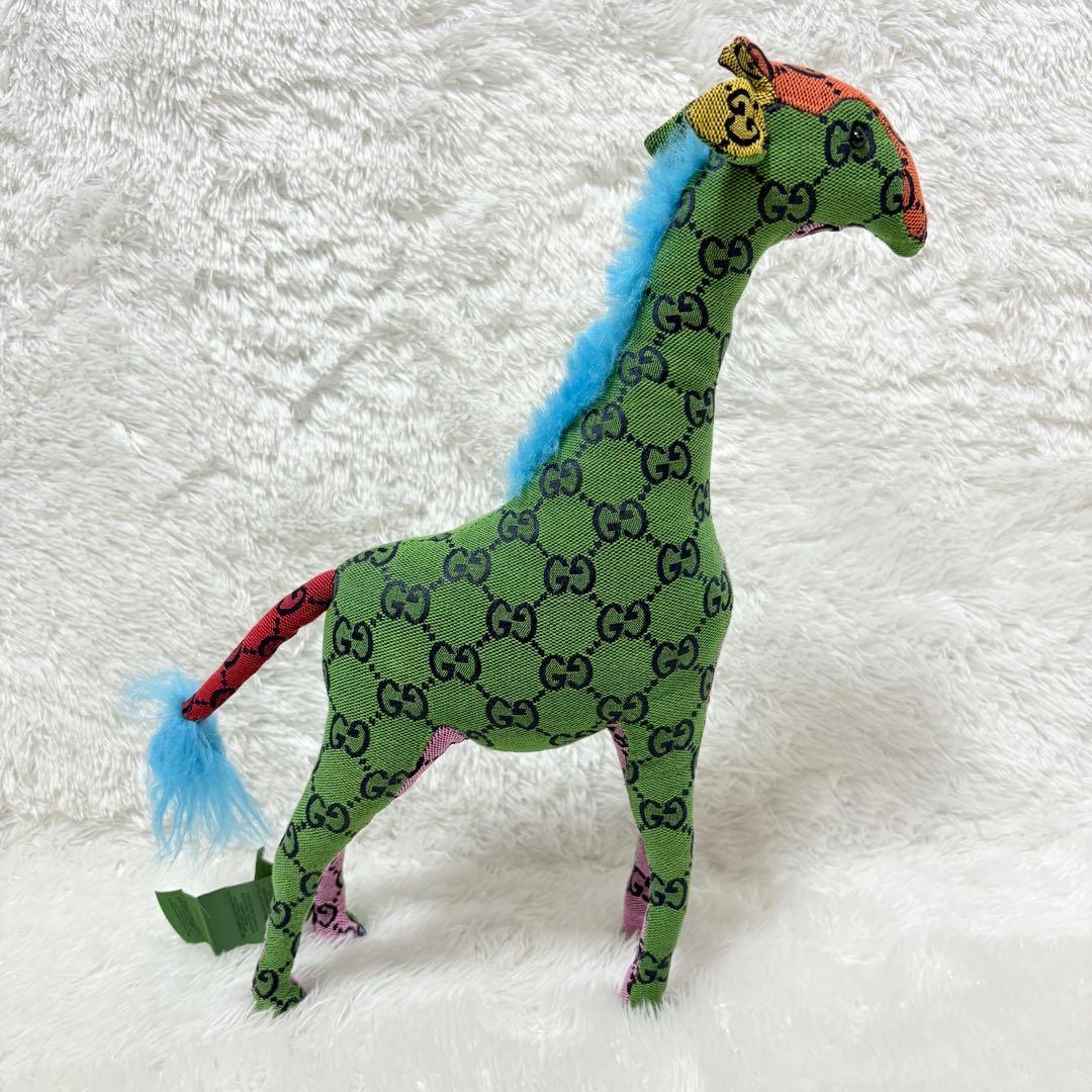GUCCI グッチ デコラティブ キリン GG柄 ぬいぐるみ グリーン