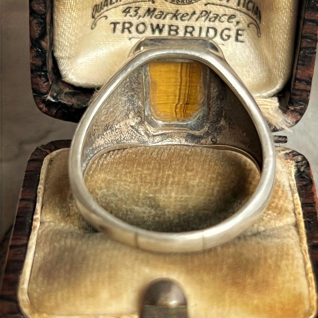 VINTAGE ヴィンテージ ボールド タイガーアイシグネット リング 指輪