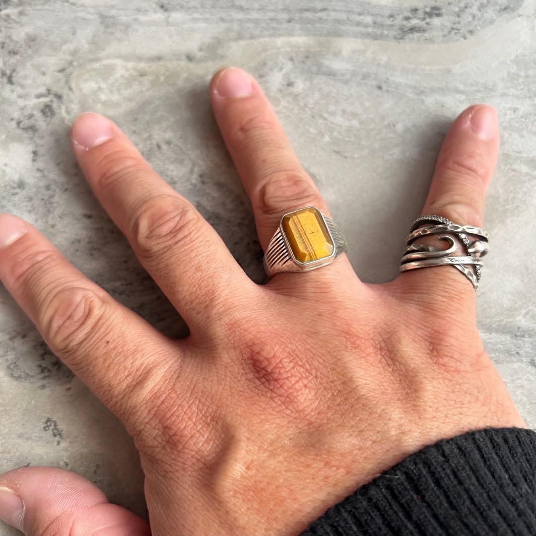 VINTAGE ヴィンテージ ボールド タイガーアイシグネット リング 指輪