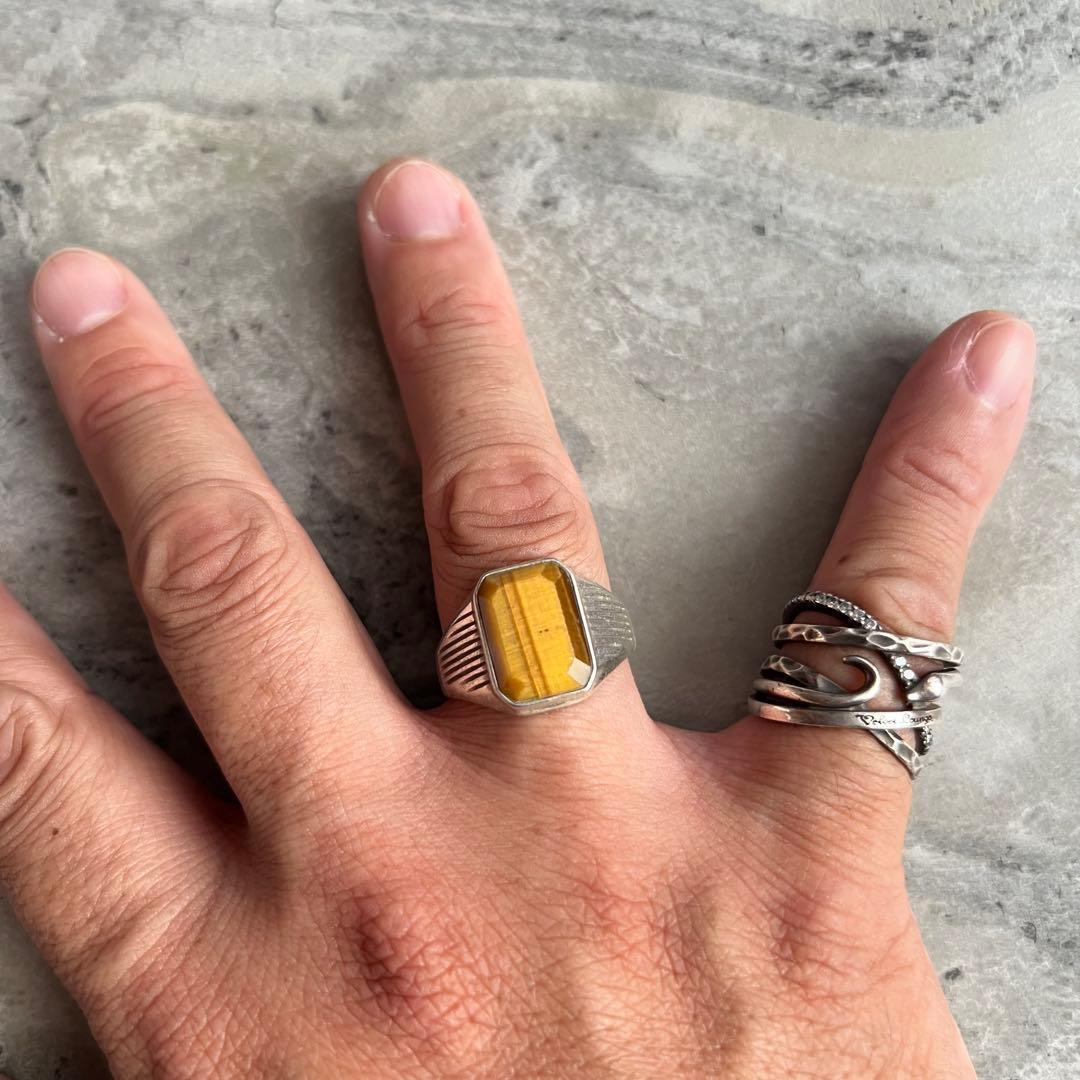 VINTAGE ヴィンテージ ボールド タイガーアイシグネット リング 指輪