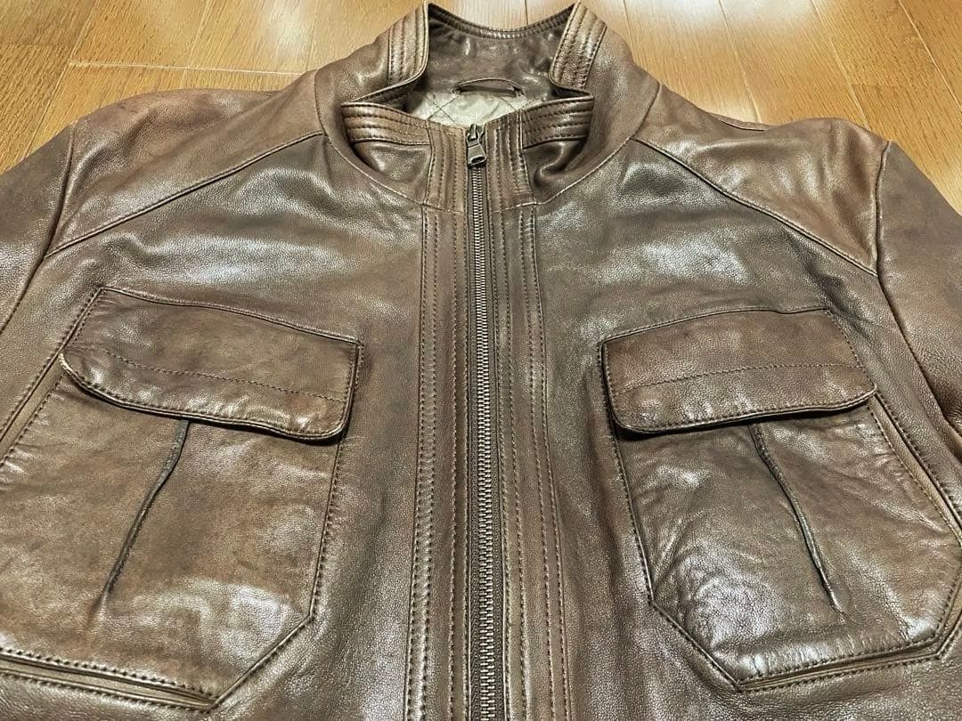 HUGO BOSS★ヒューゴボス★ラムレザーシングルライダースジャケット★50