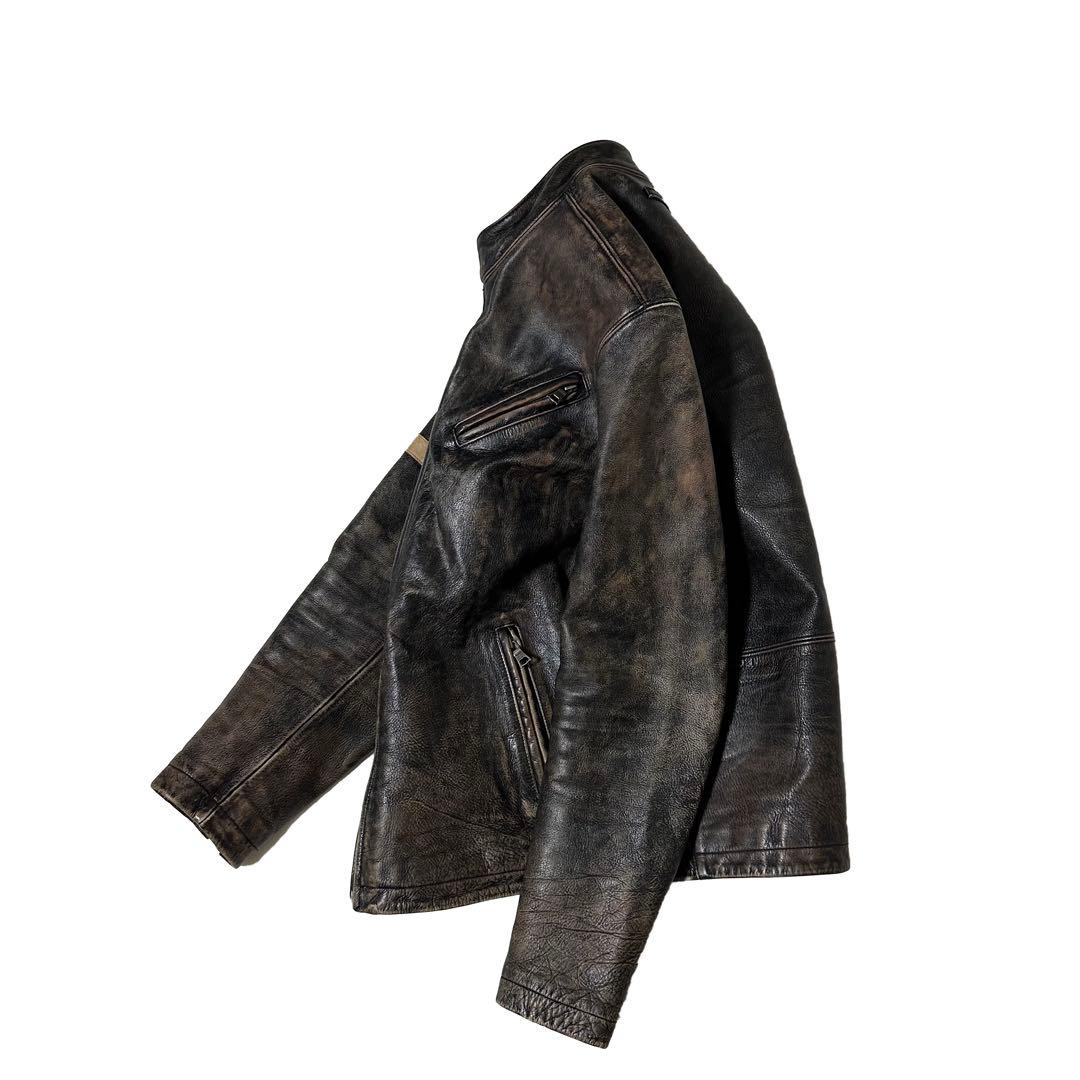 00s BANANA REPUBLIC 加工牛革 シングルライダース 雰囲気抜群