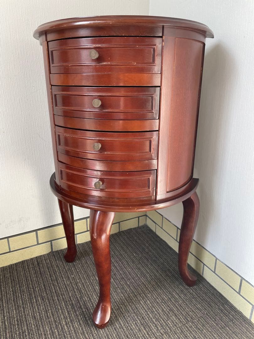 アンティーク ジュエリーチェスト 4段 猫脚 半円