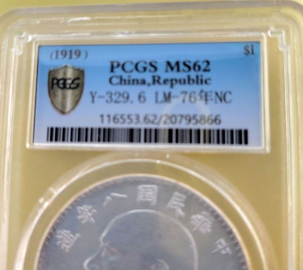 1919年 中国 銀貨 Y-329.6 MS62