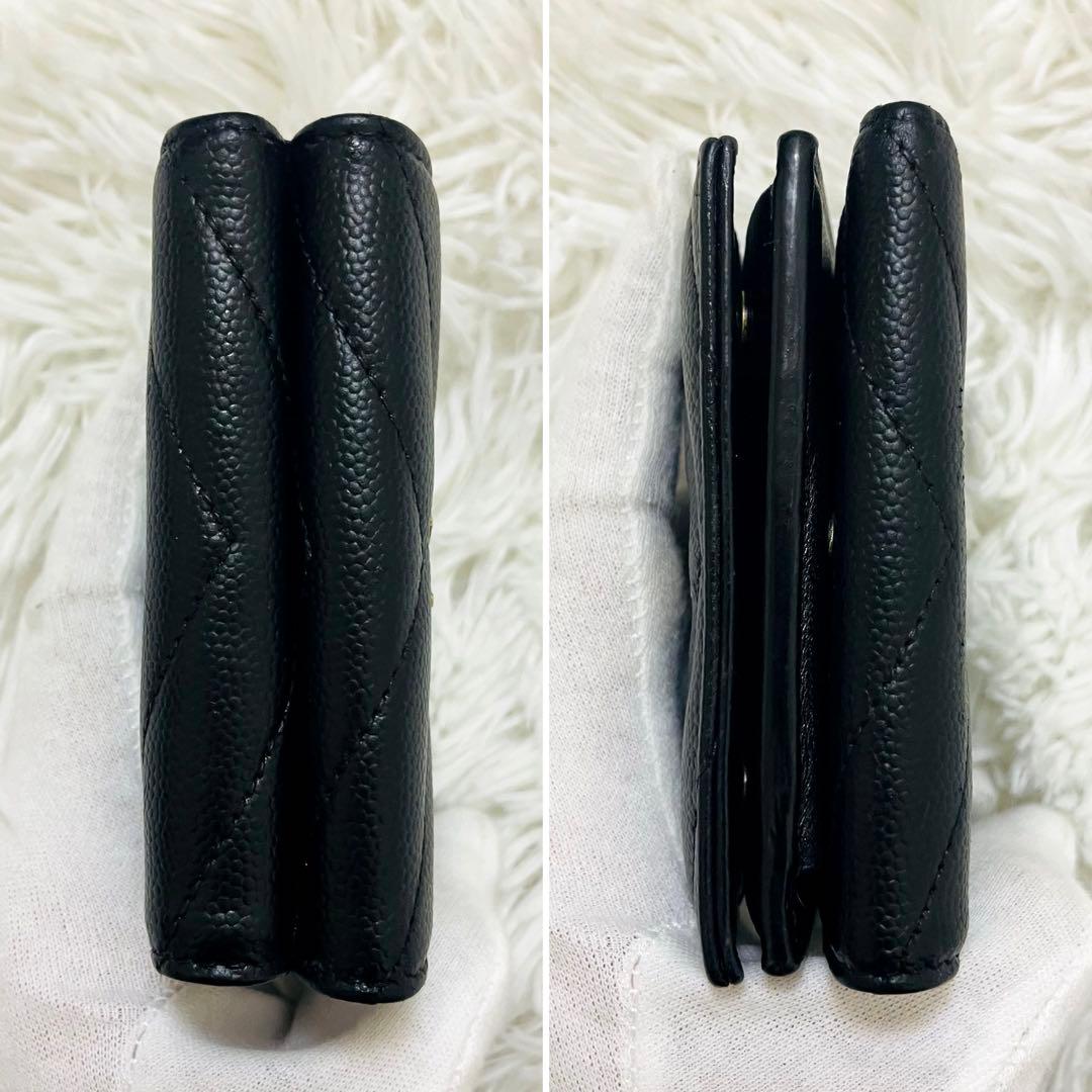 極美✨サンローラン 三つ折り財布 Vステッチ カサンドラ レザー 黒 オリガミ