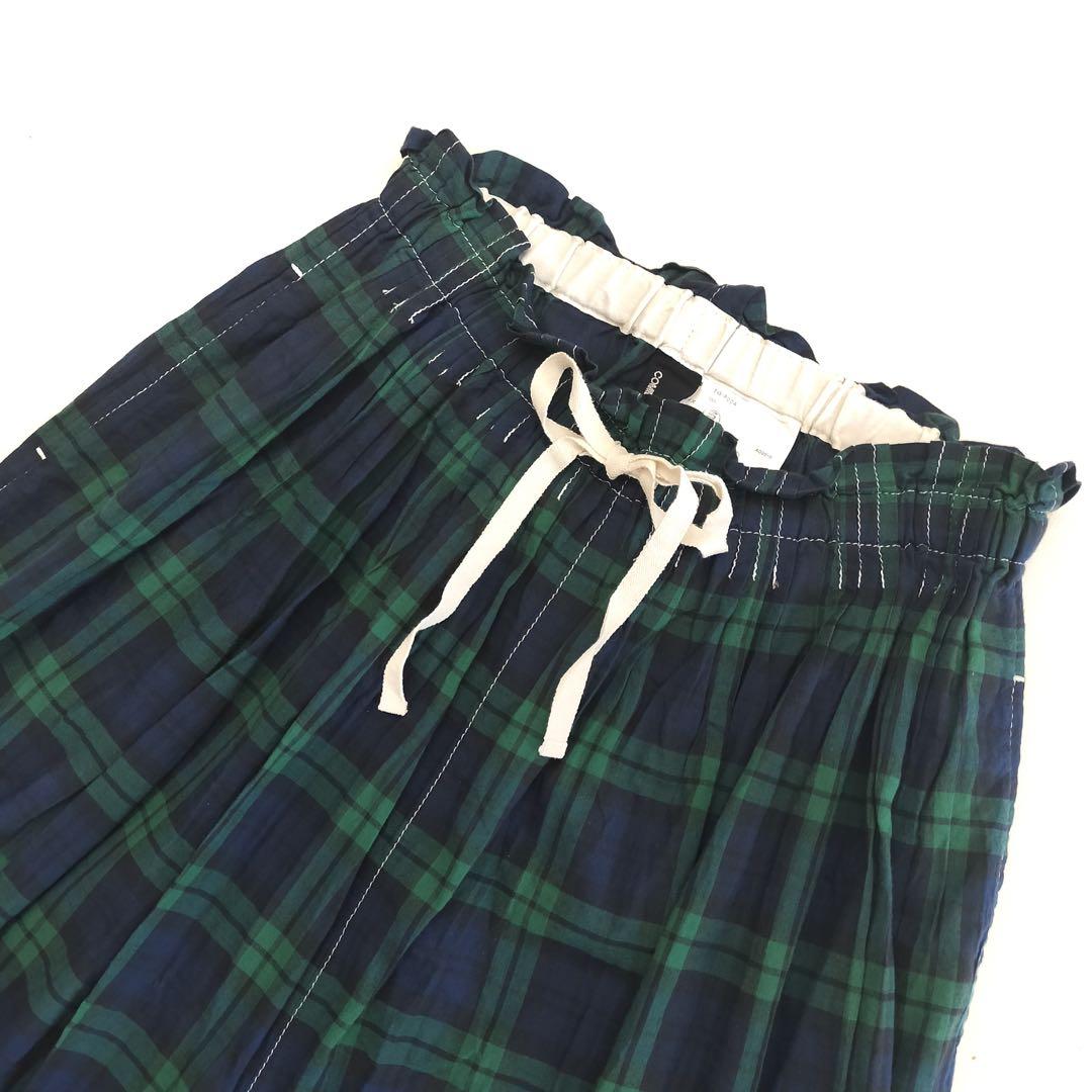 トリココムデギャルソン　チェック　ゴム　パンツ　グリーン　緑
