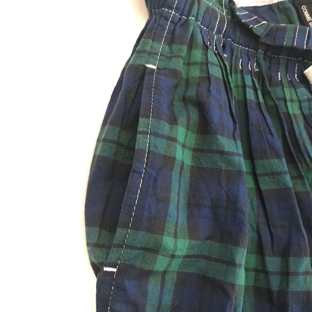 トリココムデギャルソン　チェック　ゴム　パンツ　グリーン　緑