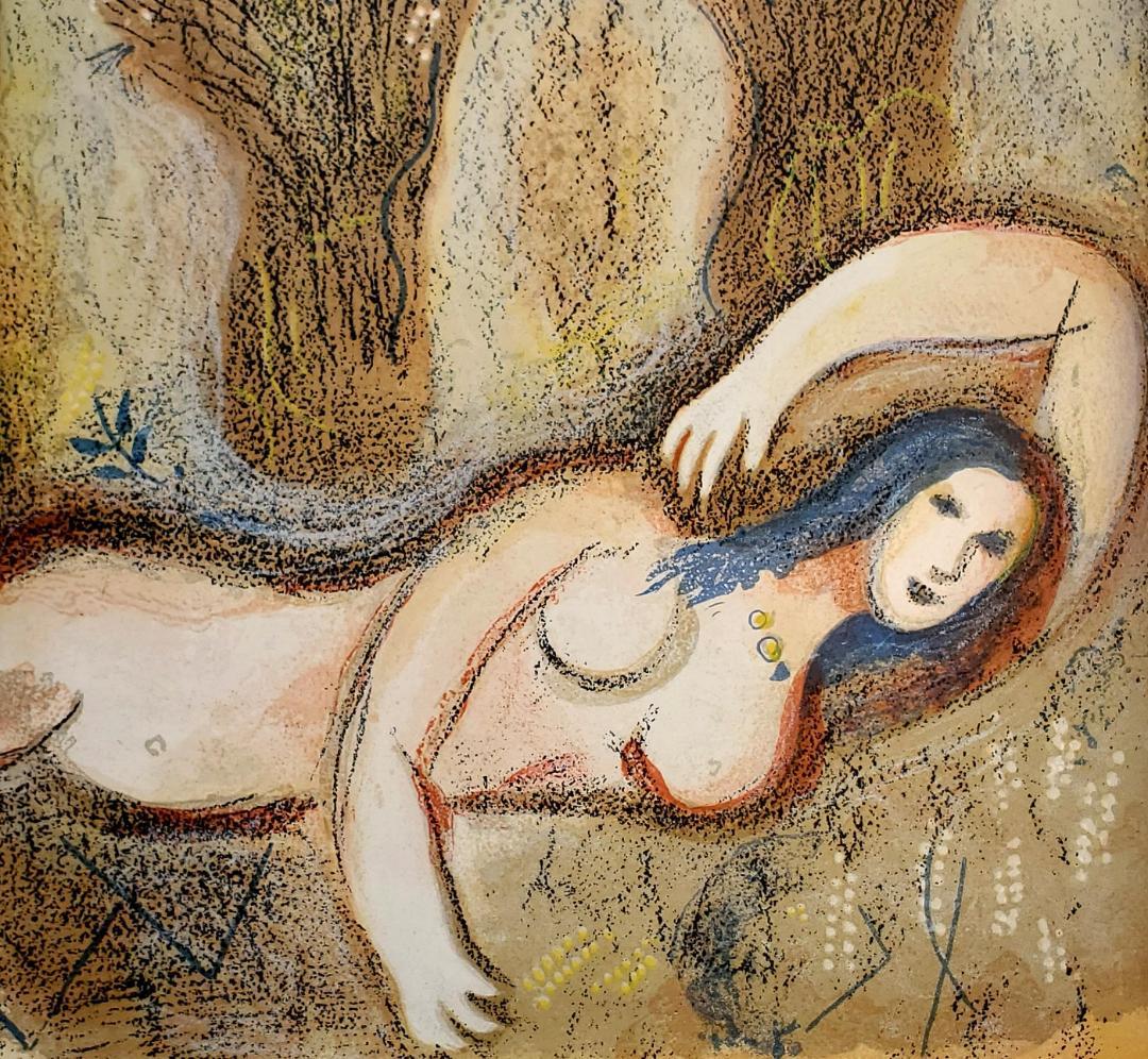 ■シャガール『ポアズ，目を覚まし足下のルツに気付く』オリジナルリトグラフ