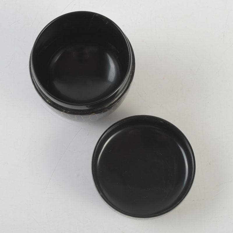 茶道具　中村湖彩作　黒網目蒔絵　中棗　共箱　V　9554