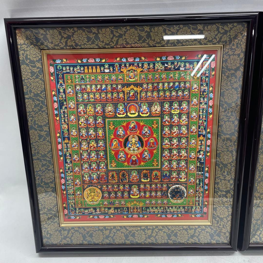 両界曼茶羅　胎蕆界曼荼羅　色紙　額縁付き