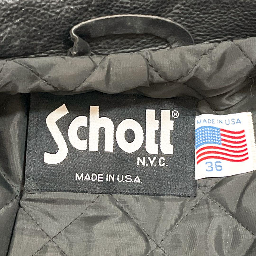 USA製 SCHOTT ショット シングルライダース Dポケット レザー 黒 M