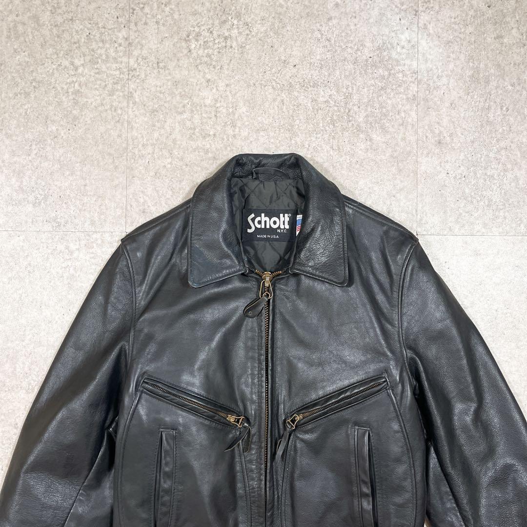USA製 SCHOTT ショット シングルライダース Dポケット レザー 黒 M
