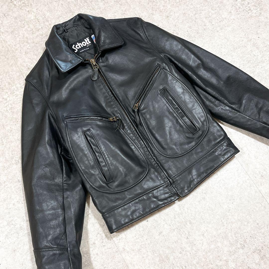 USA製 SCHOTT ショット シングルライダース Dポケット レザー 黒 M
