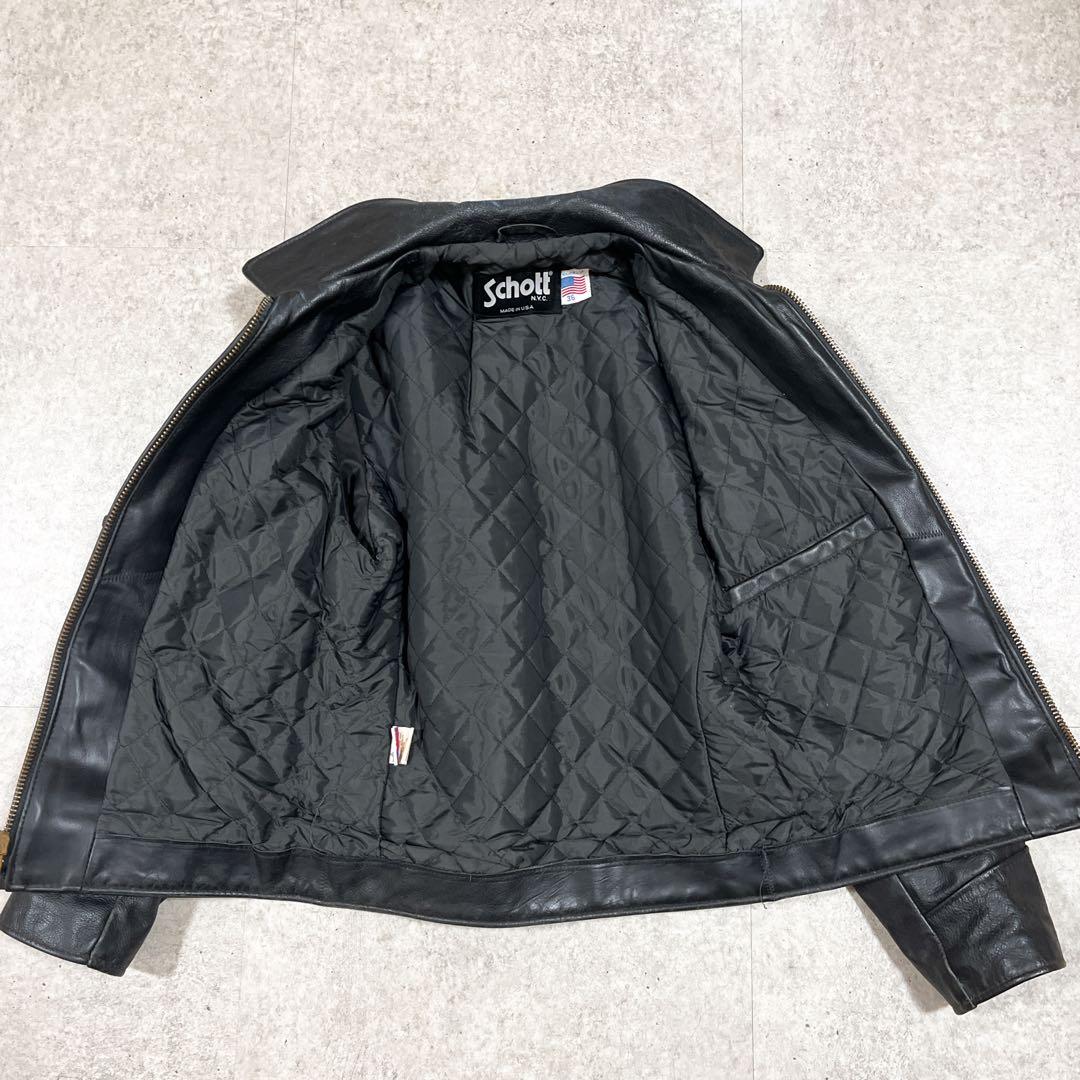 USA製 SCHOTT ショット シングルライダース Dポケット レザー 黒 M