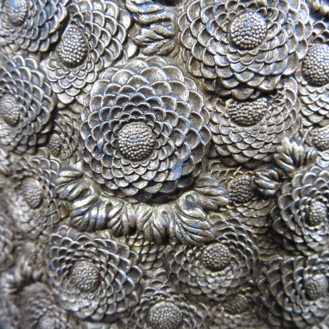 香炉 銘 宏采 茶道具 工芸 金属 真鍮 銅 花 豪華絢爛