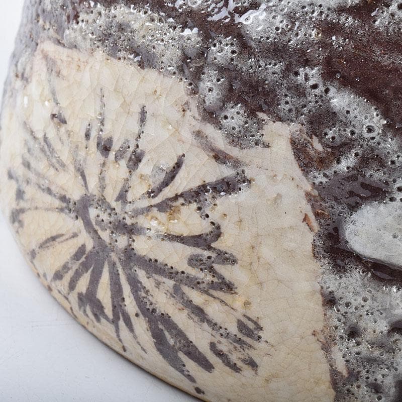 北大路魯山人作　鼠志野　花文　水指　銘寶舟　共布　清水公照極め箱　MR9510H