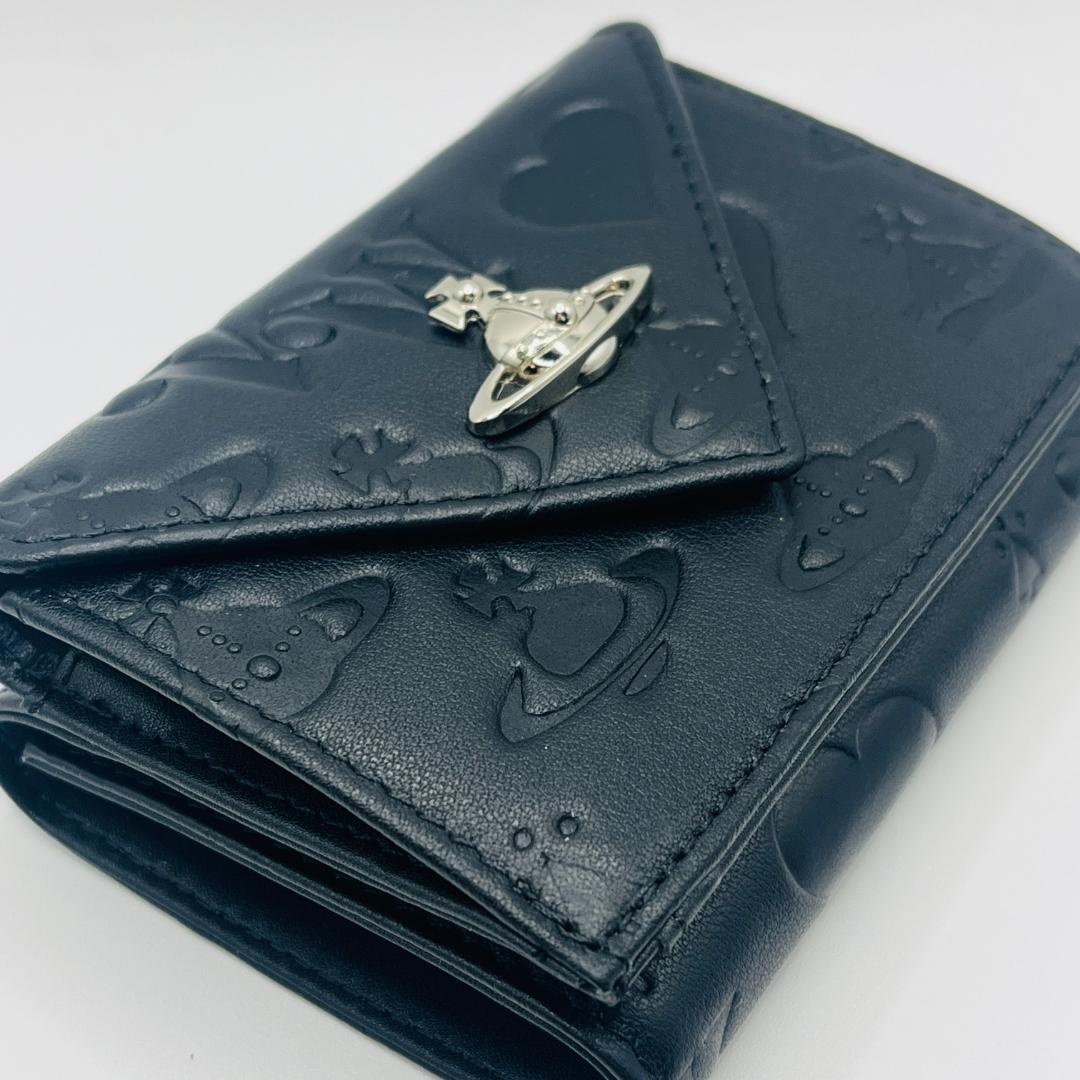 Vivienne Westwood 新品 黒 ミニ財布 レター型 マット 型押し